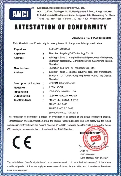 Chine Shenzhen Jinghongtai Technology Co., Ltd. certifications